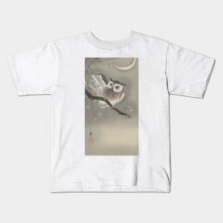 Moon and Owl by Koson Ohara Kids T-Shirt